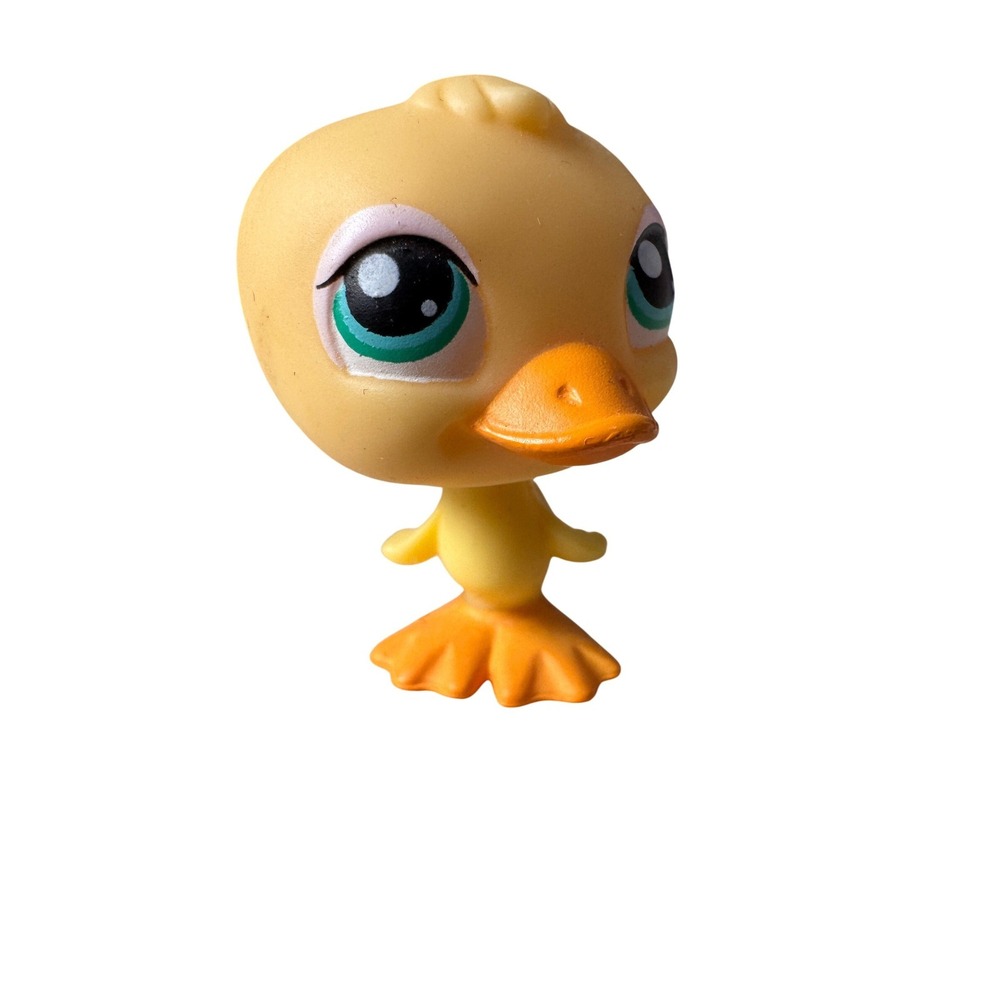 Hasbro Littlest Pet Shop #150 Duck Yellow Teal Eyes Pink Paw Magnet 2004 LPS G1